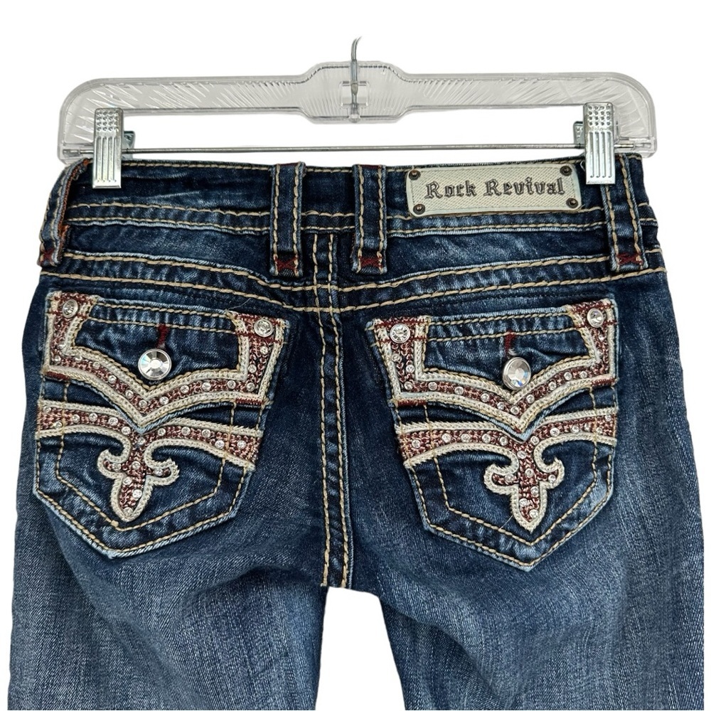 Rock Revival Celinda Straight Leg Bling Butt Jeans Size 25 Inseam 26